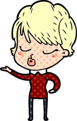 cartoon woman with eyes shut