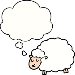 cartoon sheep with thought bubble