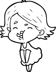 cartoon girl pulling face