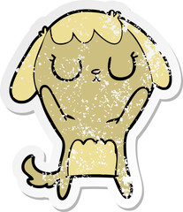 distressed sticker of a cute cartoon dog