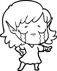 crying cartoon elf girl