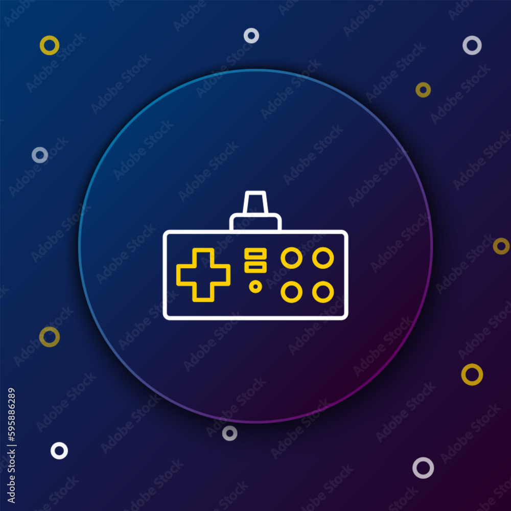 Poster line gamepad icon isolated on blue background. game controller. colorful outline concept. vector
