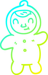 cold gradient line drawing of a cartoon human baby