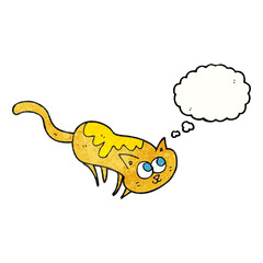 freehand drawn thought bubble textured cartoon cat