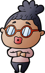 cartoon woman wearing spectacles
