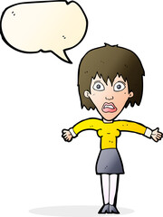 cartoon shocked woman with speech bubble
