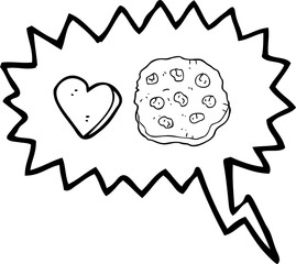 freehand drawn speech bubble cartoon cookie