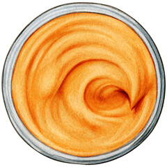 Watercolor face cream top view hand drawn