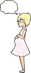 cartoon pregnant woman with thought bubble