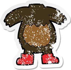 retro distressed sticker of a cartoon black bear body