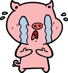 crying pig cartoon