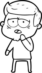 cartoon tired man