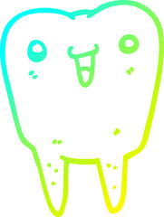 cold gradient line drawing of a cartoon tooth
