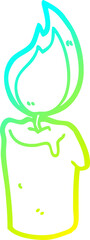 cold gradient line drawing of a cartoon candle