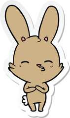 sticker of a curious bunny cartoon