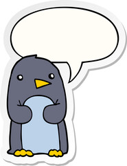 cartoon penguin with speech bubble sticker