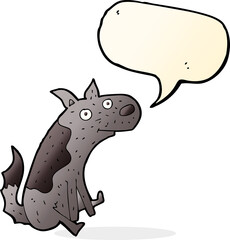 cartoon sitting dog with speech bubble