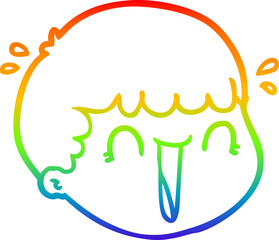 rainbow gradient line drawing of a cartoon male face