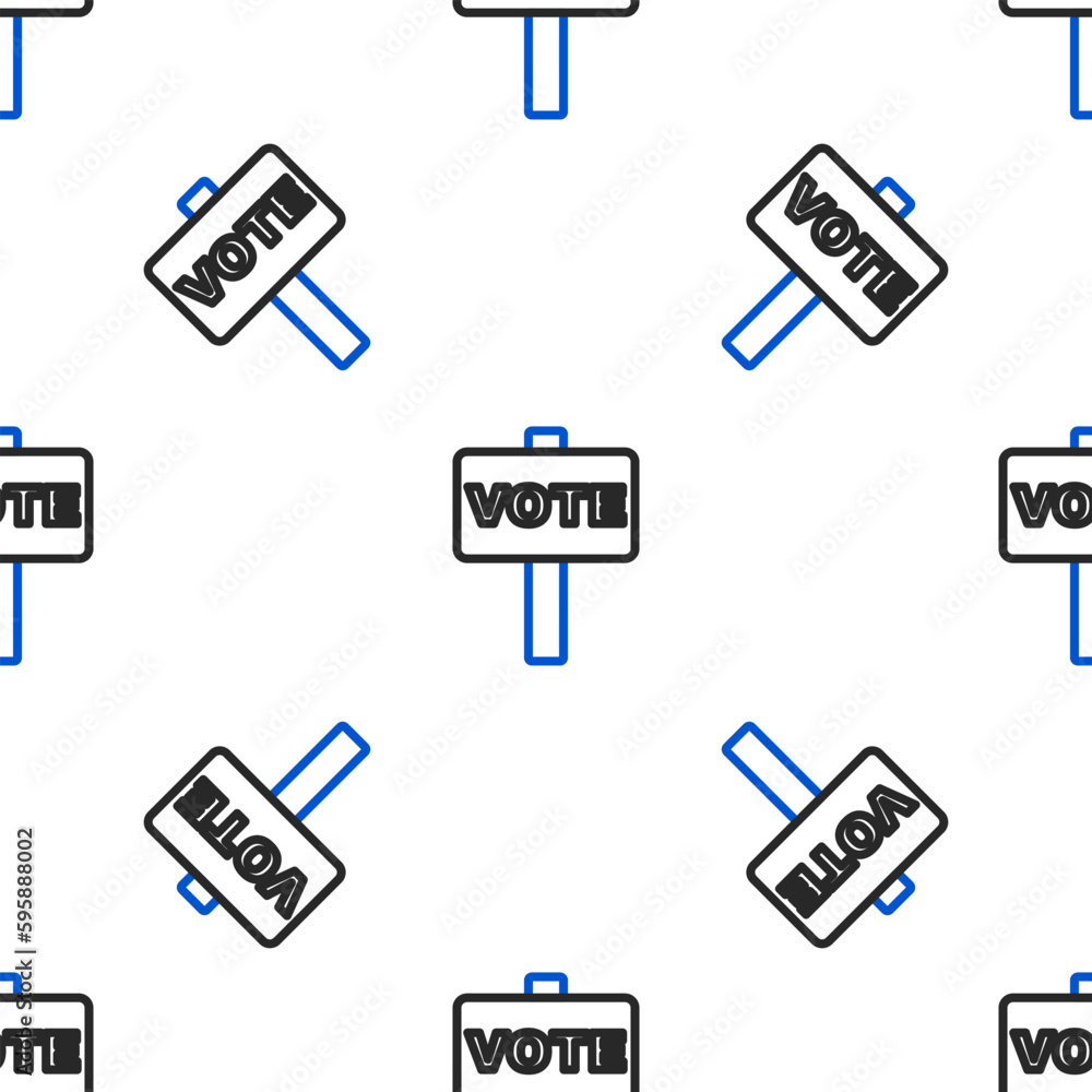 Poster line vote icon isolated seamless pattern on white background. colorful outline concept. vector