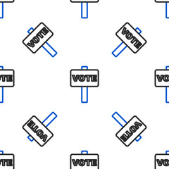 Line Vote icon isolated seamless pattern on white background. Colorful outline concept. Vector