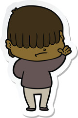 sticker of a cartoon boy with untidy hair