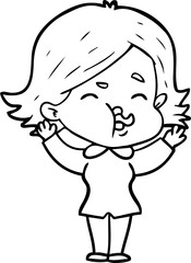 cartoon girl pulling face