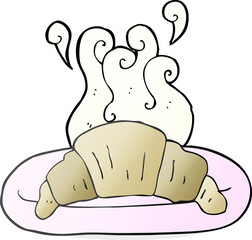 freehand drawn cartoon croissant