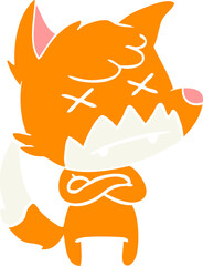 flat color style cartoon dead fox