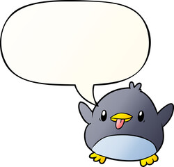 cute cartoon penguin with speech bubble in smooth gradient style
