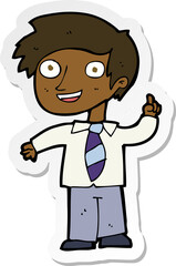 Obraz premium sticker of a cartoon school boy with idea