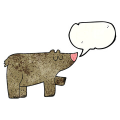 freehand speech bubble textured cartoon bear