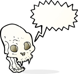 cartoon spooky vampire skull with speech bubble