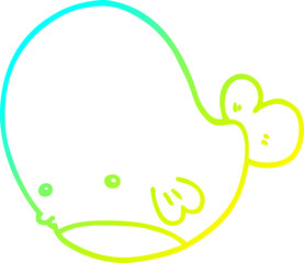 cold gradient line drawing of a cartoon whale