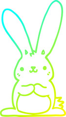 cold gradient line drawing of a cartoon rabbit