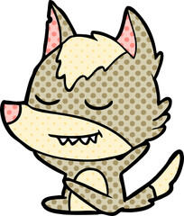 friendly cartoon wolf sitting