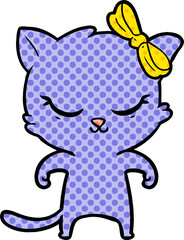 cute cartoon cat with bow