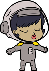 cartoon pretty astronaut girl