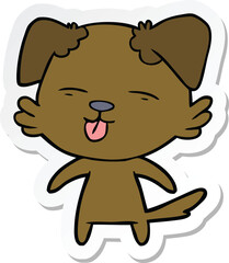 Obraz na płótnie Canvas sticker of a cartoon dog sticking out tongue