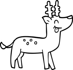 line drawing cartoon happy reindeer
