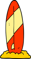 hand drawn doodle style cartoon surf board