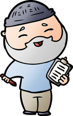 cartoon happy bearded man