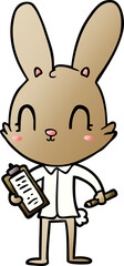cute cartoon rabbit with clipboard