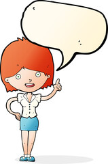 cartoon woman with idea with speech bubble