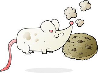 cute freehand drawn cartoon mouse and cookie