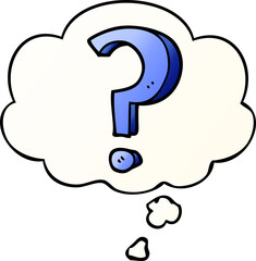 cartoon question mark with thought bubble in smooth gradient style