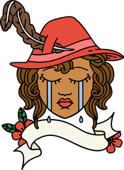 Retro Tattoo Style human bard character face