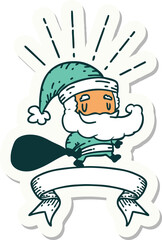 sticker of a tattoo style santa claus christmas character with sack