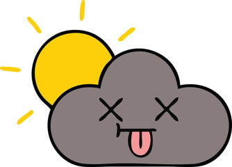 cute cartoon of a storm cloud and sun