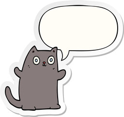 cartoon cat with speech bubble sticker