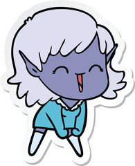 Obraz premium sticker of a cartoon elf girl